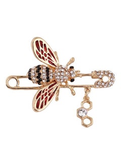 Crystal Studded Bee Shape Brooch Pin