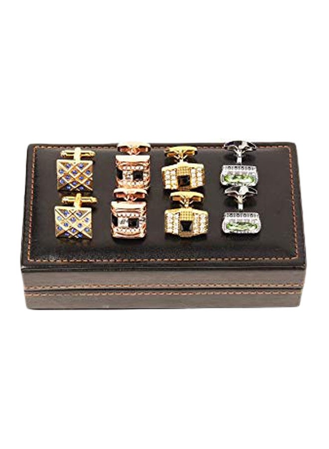 Generic - Pair Of 4 Crystal Studded Business Style Cufflinks - Image 1