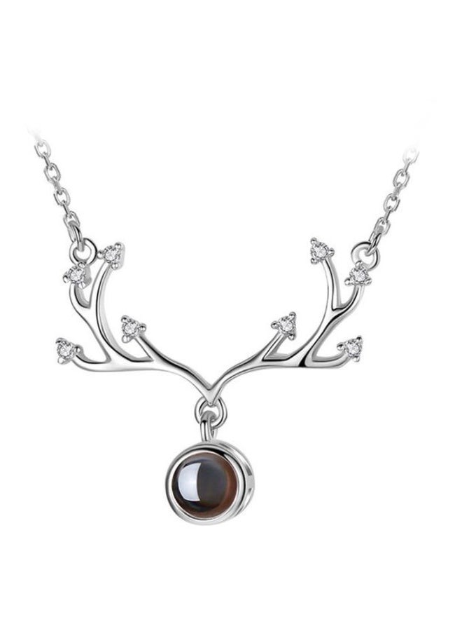 Alloy Deer Horn Pendant Necklace 