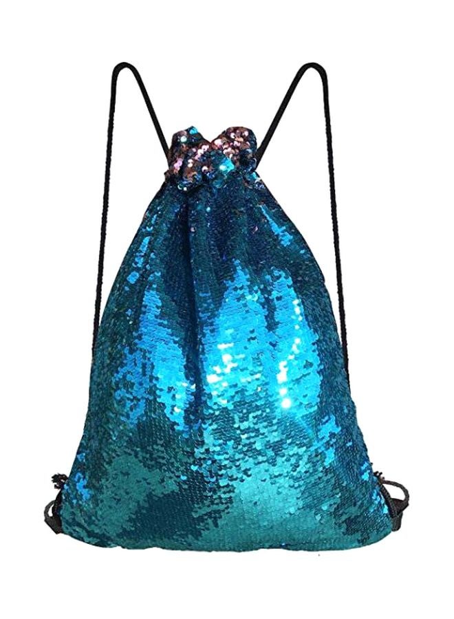 Mermaid Sequin Drawstring Sack Pack Blue - Image 1