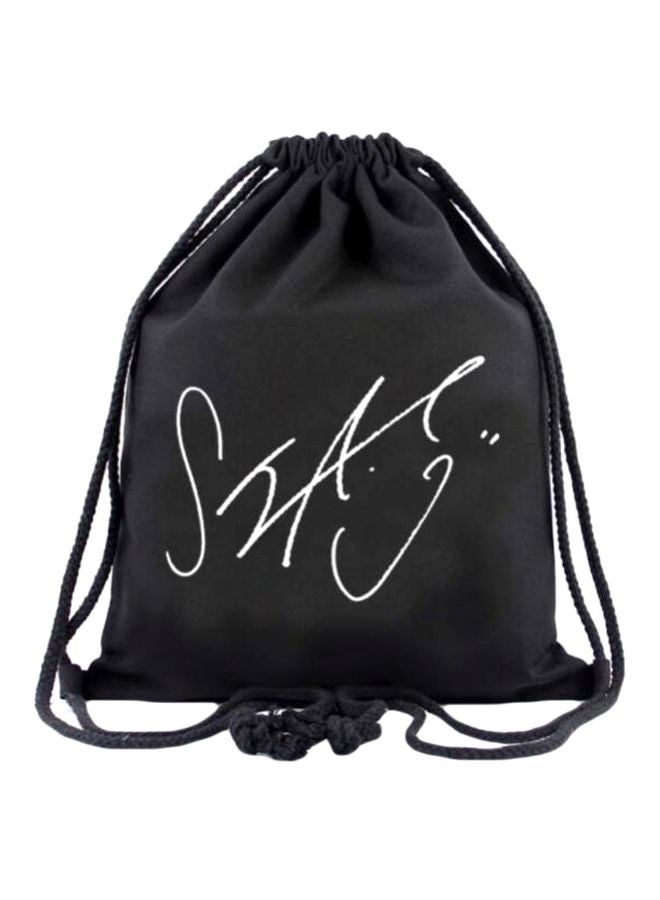 Casual Drawstring Sack Pack Black/White
