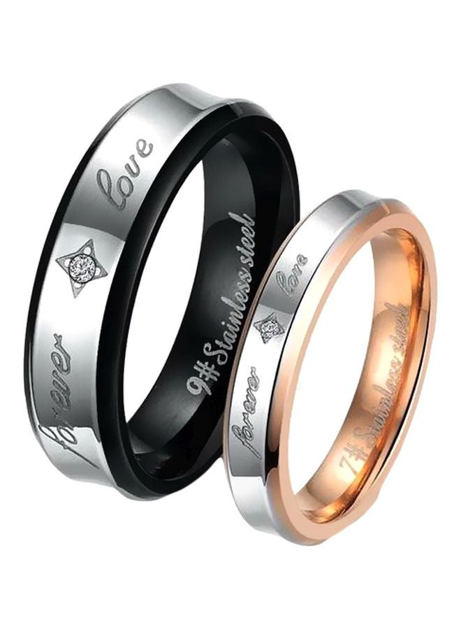 2-Piece Stainless Steel Couple Ring Set 