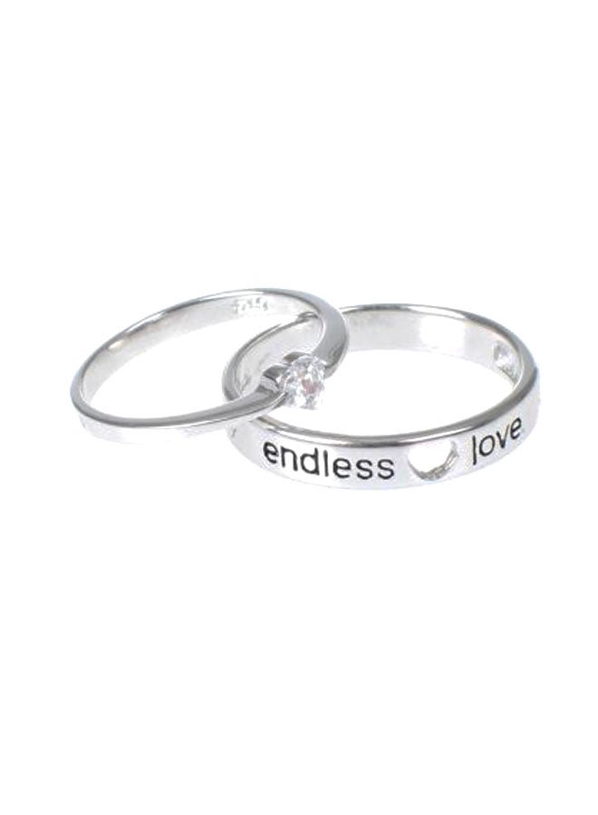 طقم خواتم للأزواج من الفضة الإسترليني عيار 925 مطبوعة بعبارة  Endless Love