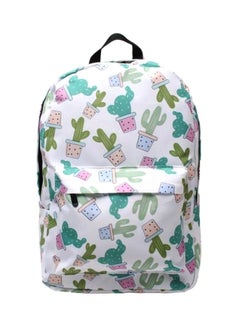 Cactus Printed School Backpack White/Green/Pink