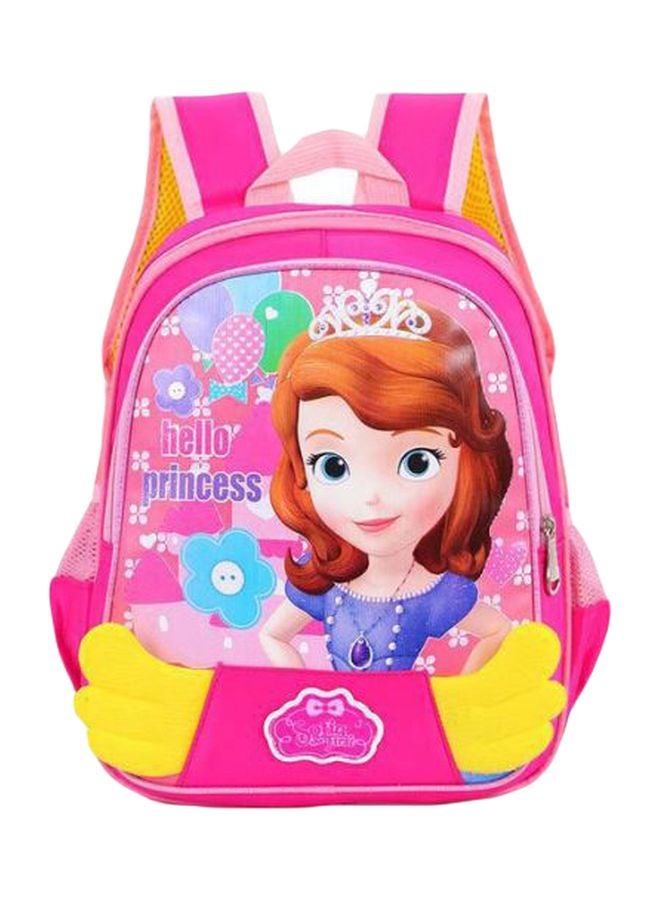 Disney Princess Sofia Printed School Backpack Pink/Yellow/Green 