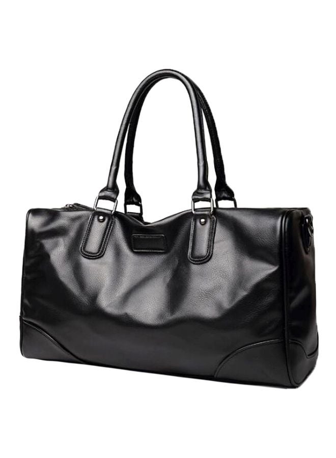 حقيبة دافل من الجلد أسود - Image 1