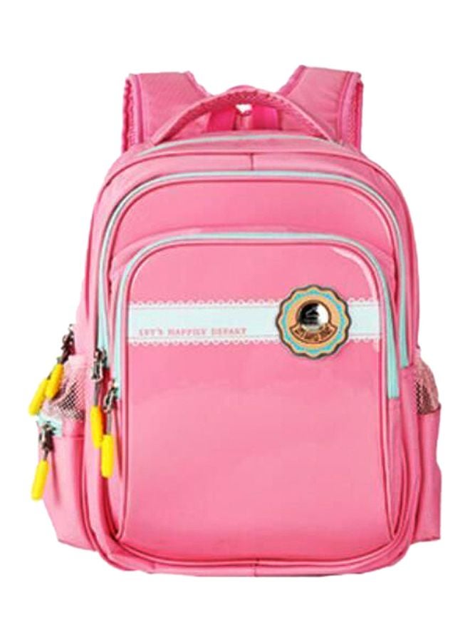 Polyester School Backpack Pink/White/Yellow 