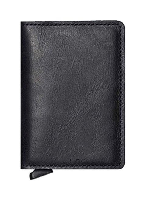 Leather Card Case Holder Black