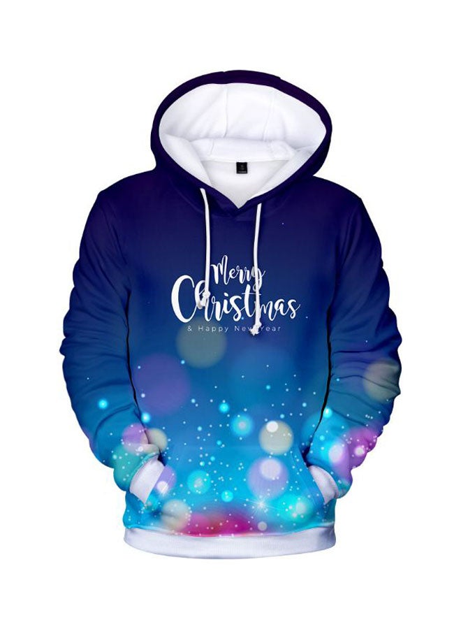 Printed Hoodie Dark Blue/Light Blue/White - Image 1