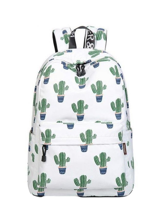 Cactus Printed Backpack White/Green/Blue - Image 1