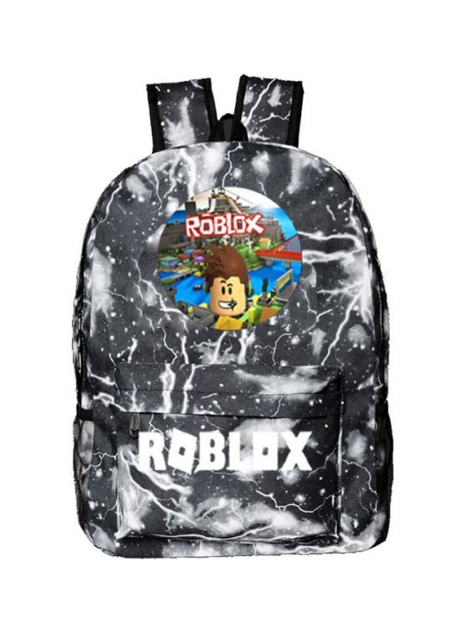 حقيبة ظهر مدرسية بتصميم من لعبة Roblox أسود/ أبيض