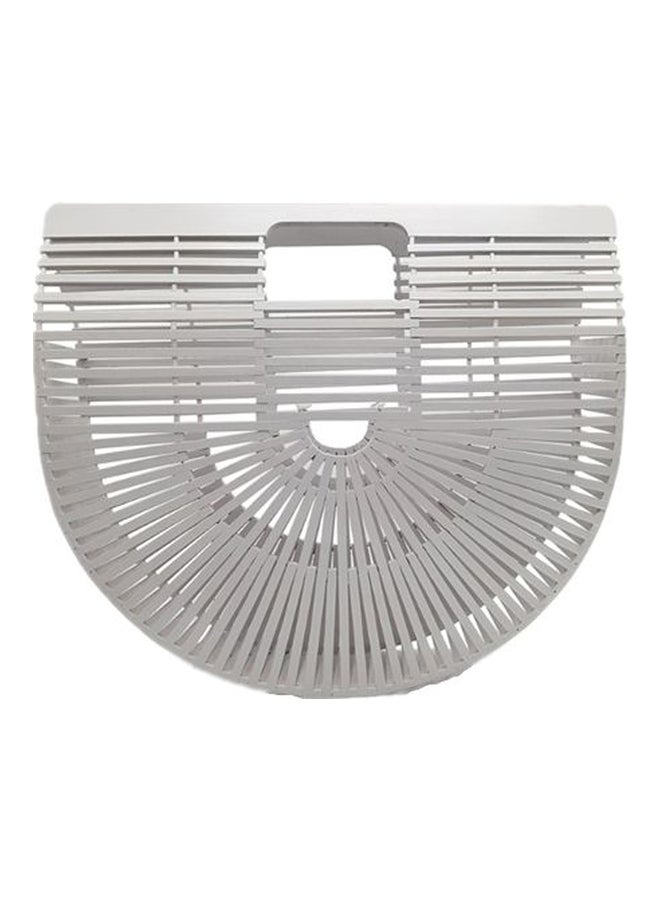 Bamboo Basket Tote Bag White  - Image 1