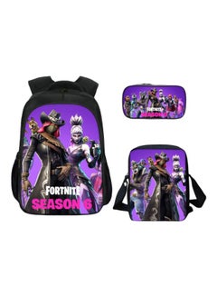 Generic 3-Piece Fortnite Game 3D Printed Bag Set Purple/Brown/Black 