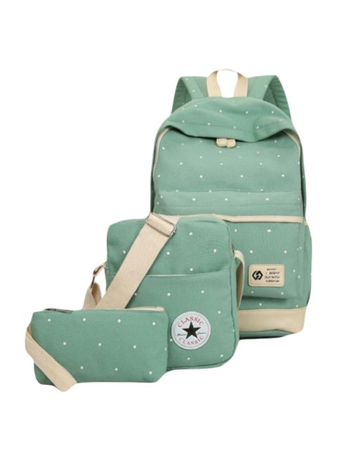 3-Piece Schoolbag Set Cyan/Cream