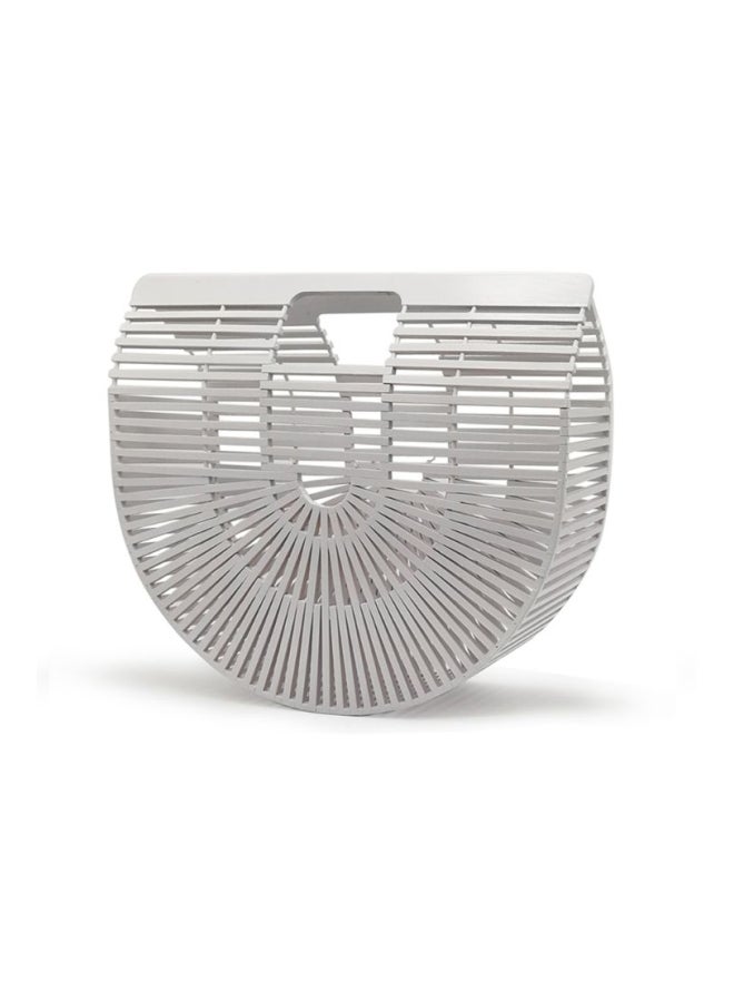 Bamboo Basket Tote Bag White  - Image 2