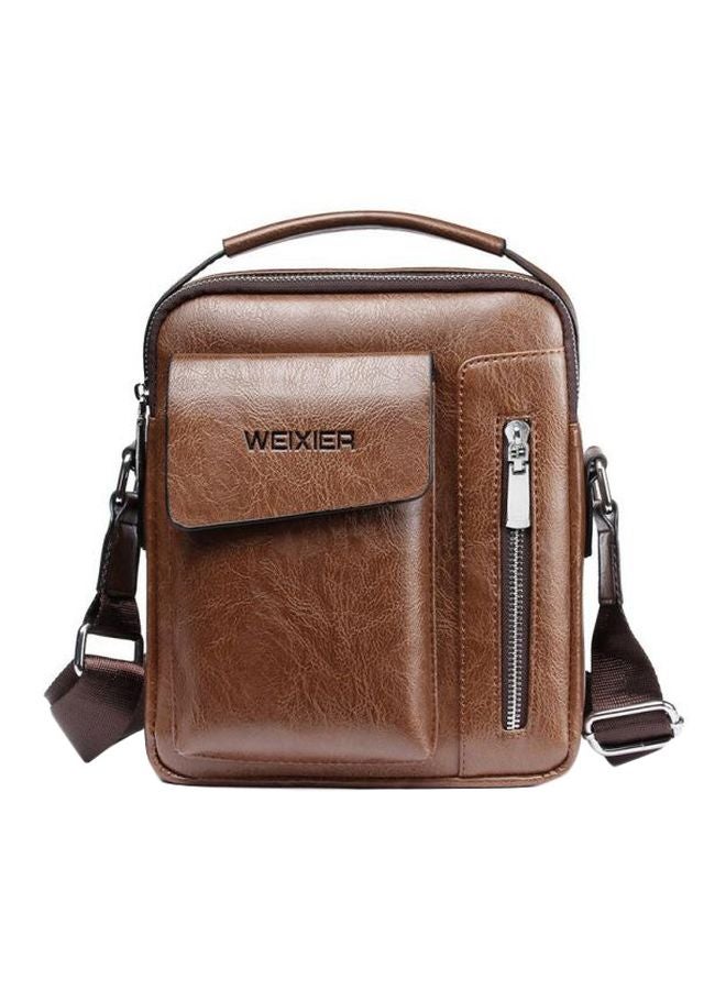 WEIXIER Leather Messenger Bag Brown  - Image 1