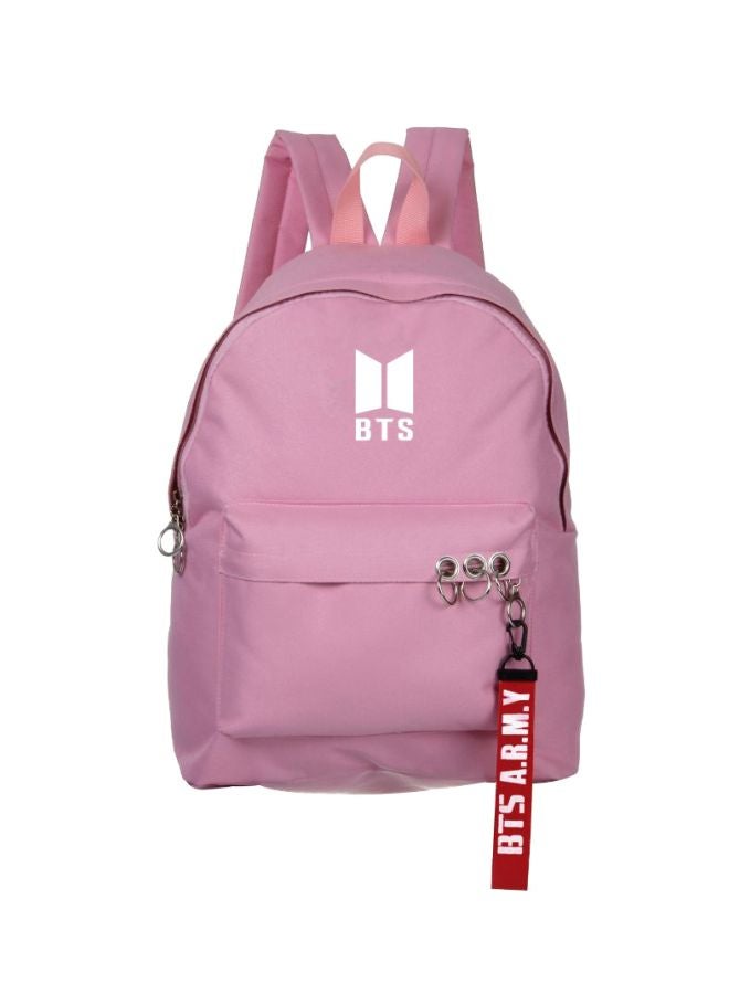 BTS Logo Printed Backpack Pink