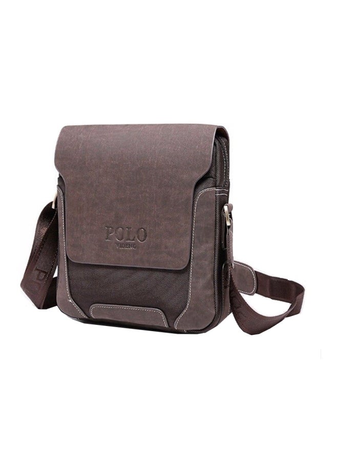 VIDENG POLO Faux Leather Messenger Bag Brown  - Image 1
