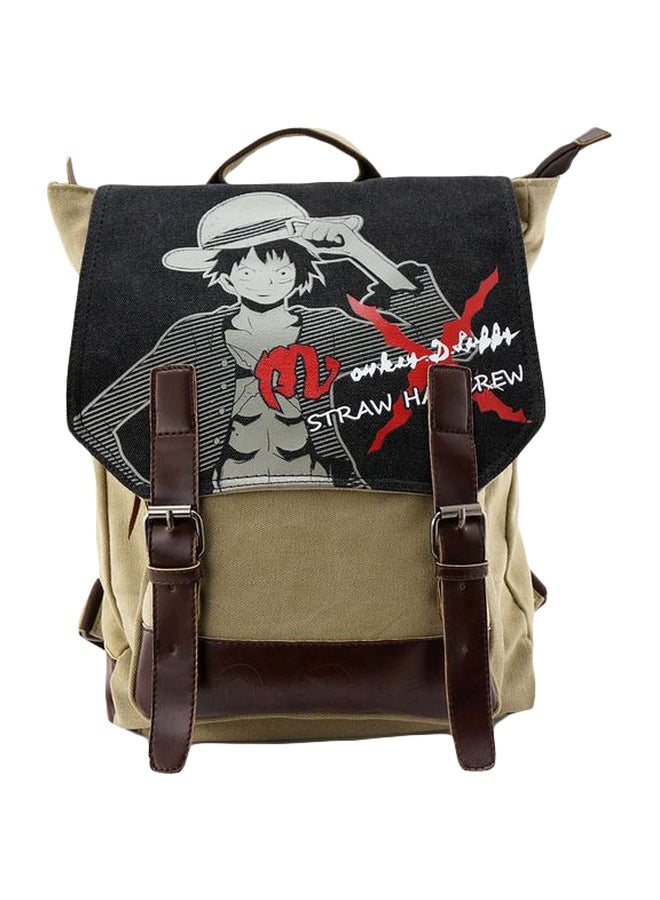 Straw Hat Road Fly Theme Backpack Beige/Black/Brown