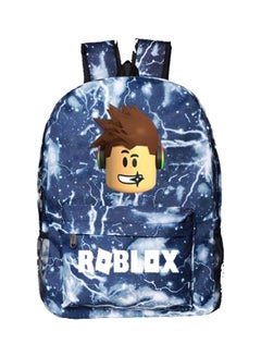 ROBLOX Cartoon Printed Backpack Blue/Brown/Beige  - Image 1