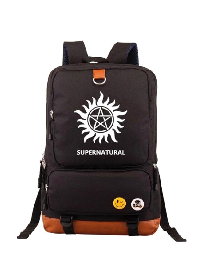 Printed Waterproof Backpack Black/Brown/White