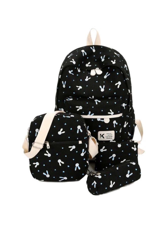 Generic - 4-Piece Printed Backpack Set Black/White - Image 1