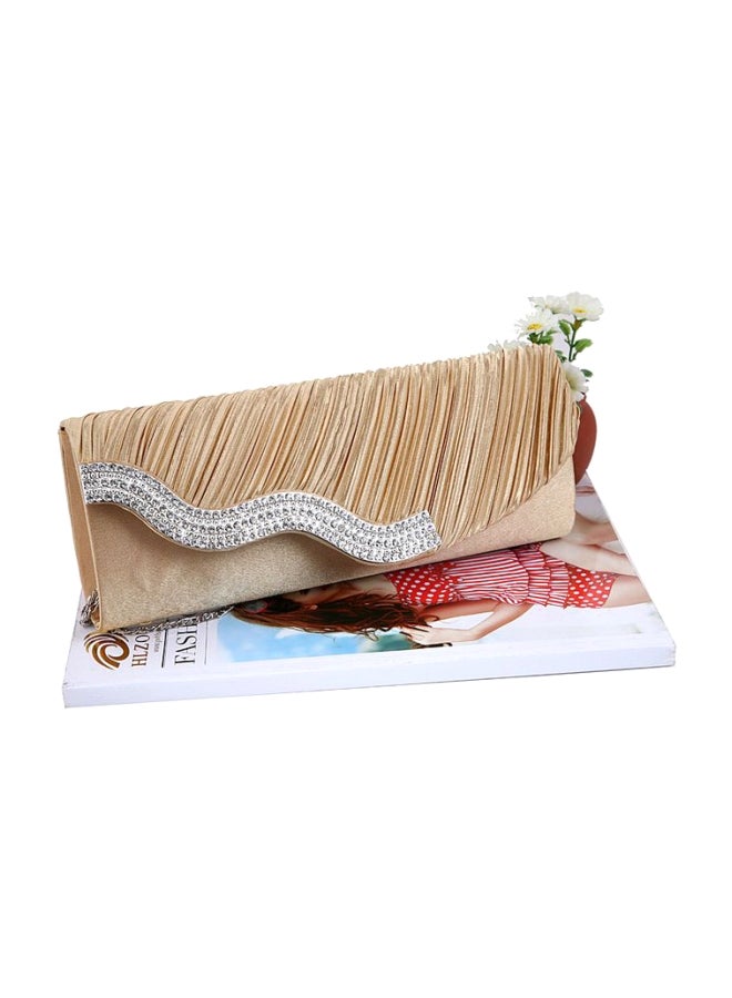 Generic - Crystal Studded Clutch Gold - Image 1