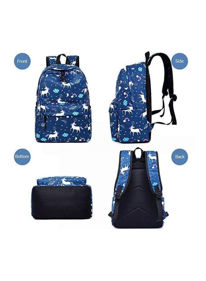 3-Piece Canvas Backpack Set Blue/White  - Image 2