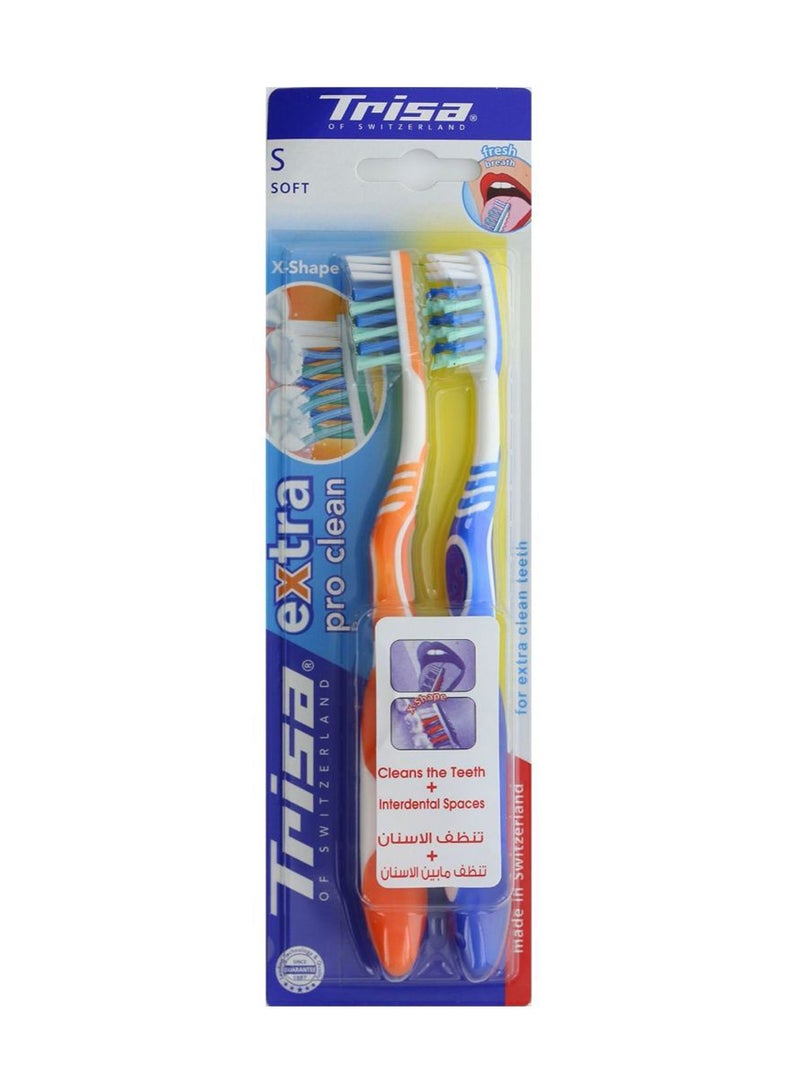 تريزا مجموعة فُرَش الأسنان برو كلين الناعمة متعدد الألوان 2 x 8سم