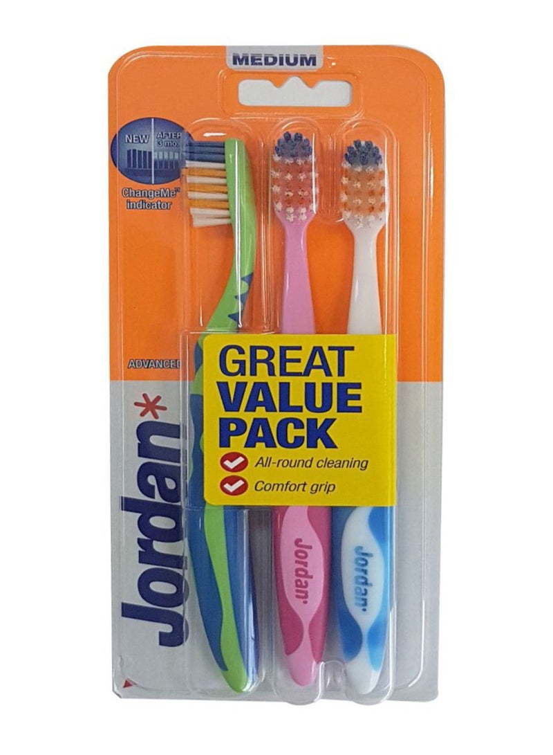 3-Piece Advanced Cleaning Manual Toothbrush Set Multicolour 3 x 8cm - v1561820875/N27101756A_1