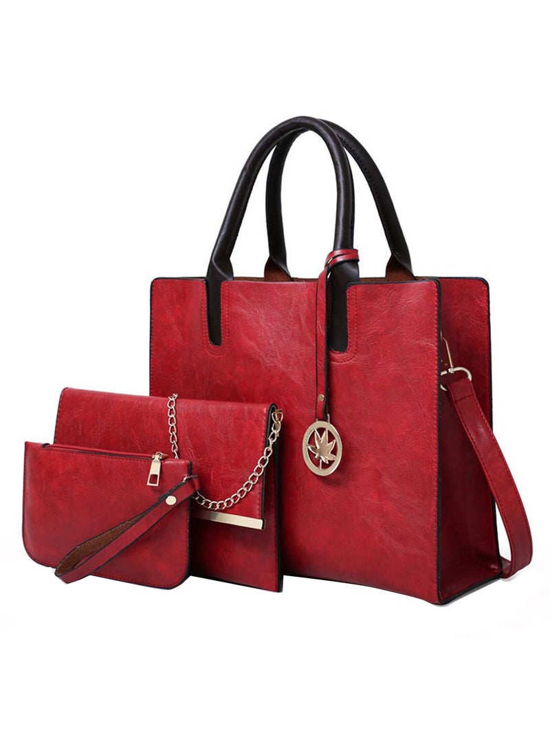 3-Piece Vintage Bag Set Red/Black  - Image 1