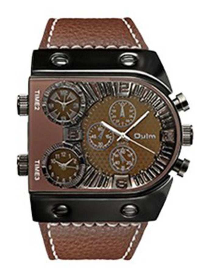 Oulm Men's Leather Analog Watch HP9315 - 47 mm - Brown  - Image 1