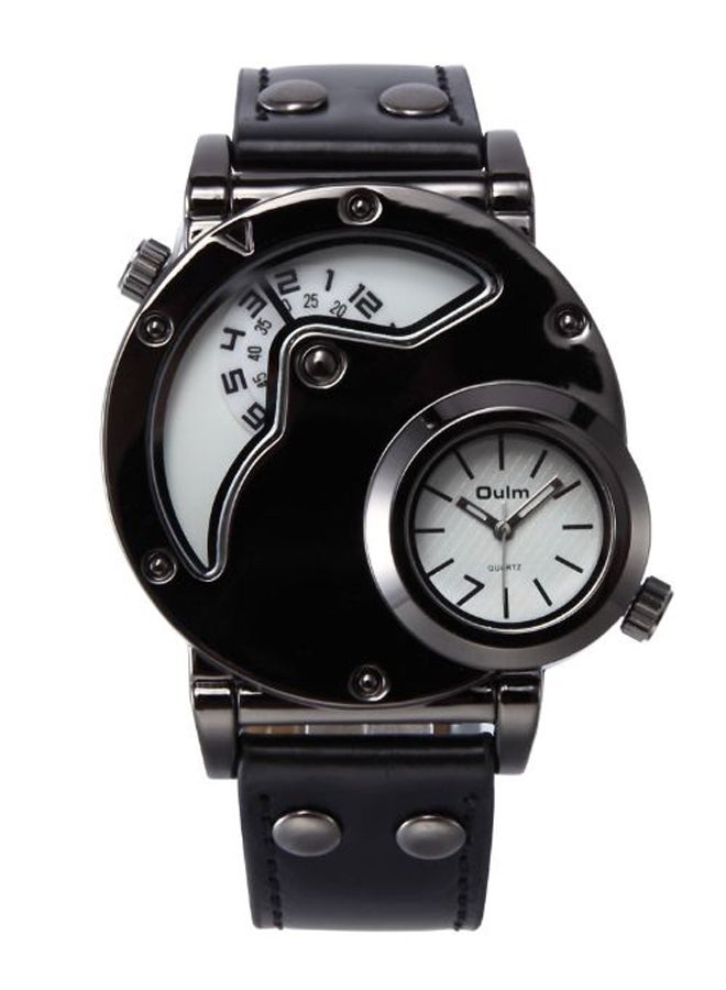 Oulm Men's PU Leather Analog Watch 9591 - 49 mm - Black 