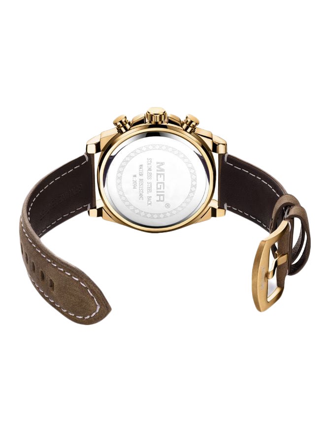 ميجر ساعة يد بعقارب وسوار من الجلد طراز 2094 - 48 ملم - بني للرجال - Image 2