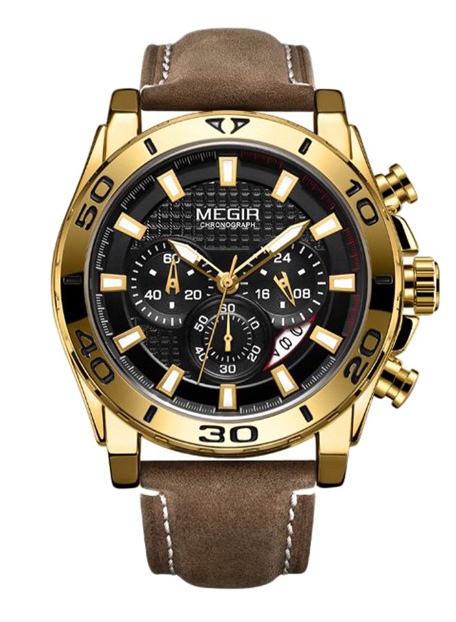 ميجر ساعة يد بعقارب وسوار من الجلد طراز 2094 - 48 ملم - بني للرجال - Image 1