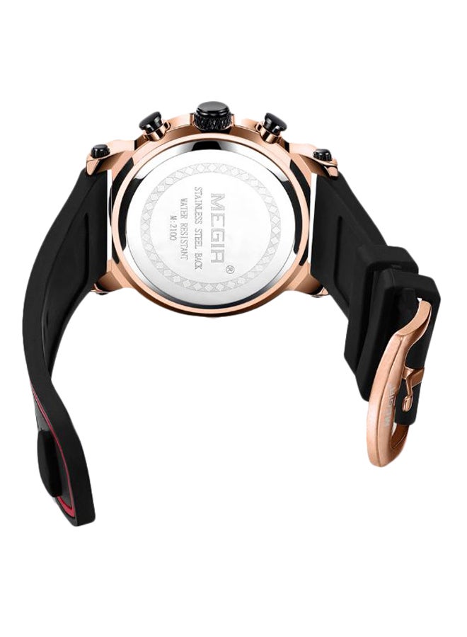 ميجر ساعة يد بعقارب وسوار من السيليكون طراز 2100-47 مم - أسود للرجال - Image 2