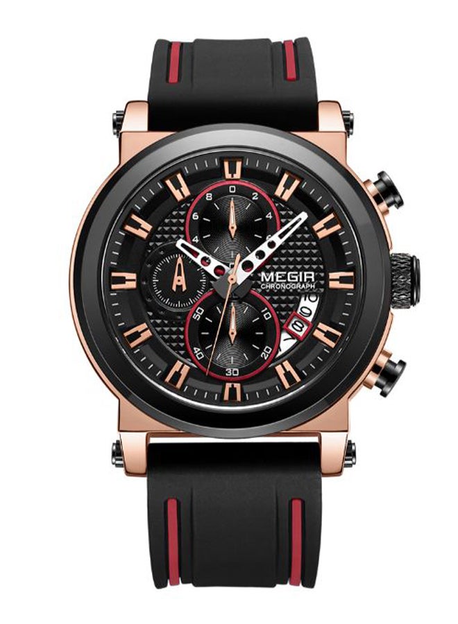 ميجر ساعة يد بعقارب وسوار من السيليكون طراز 2100-47 مم - أسود للرجال - Image 1
