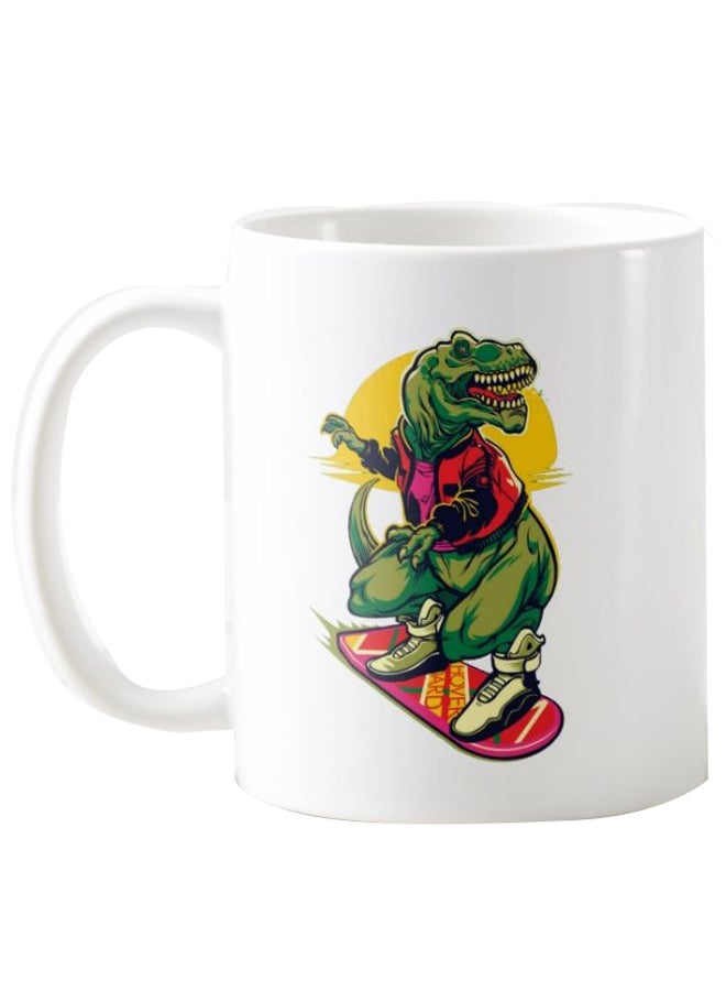 فرست بيس قدح مطبوع على شكل ديناصور أبيض