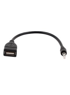 USB Female to AUX 3.5mm Male Jack Plug Audio Data Charge Cable Black