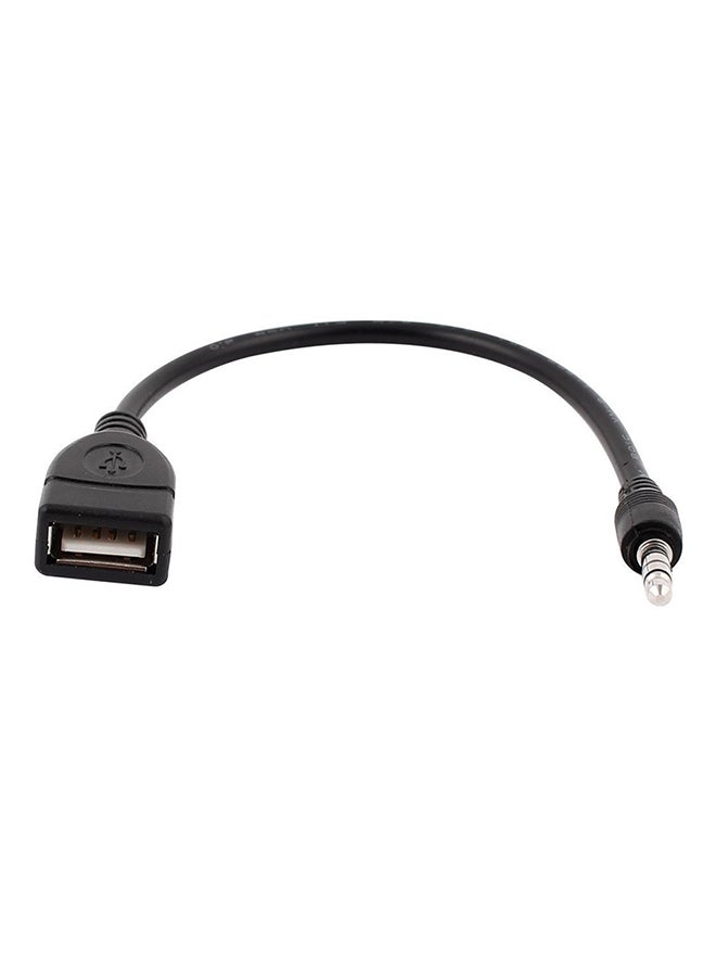 Generic - USB Female to AUX 3.5mm Male Jack Plug Audio Data Charge Cable Black - Image 1