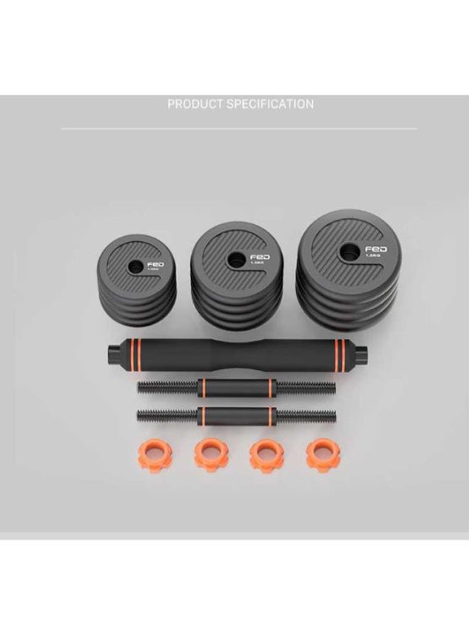 Pair Of 2-In-1 Removable Barbell And Dumbbell Set 15kg