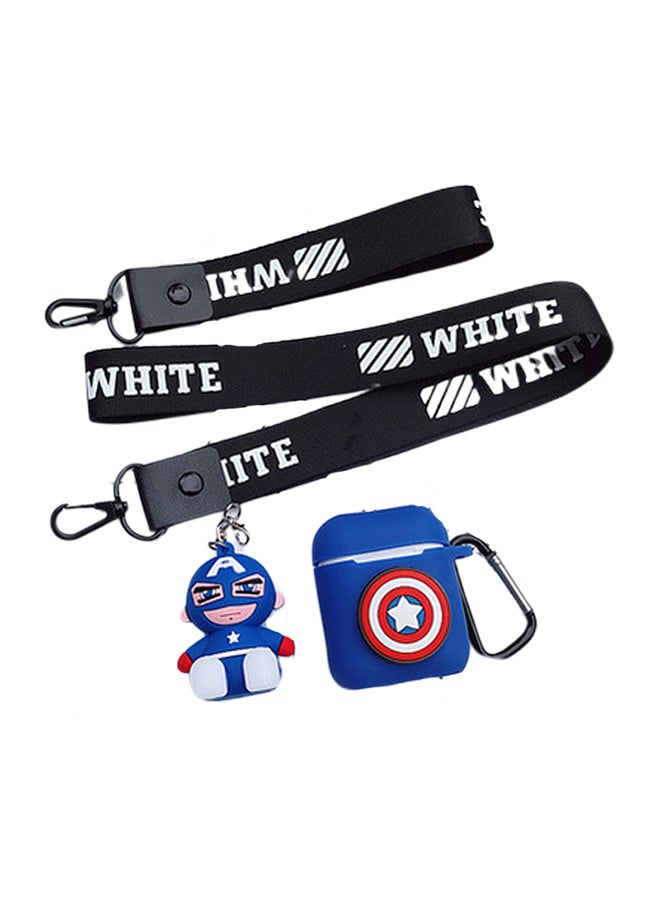 Cool Baby Captain America Case For Apple AirPods With Drop Chain Blue/Red - Image 1