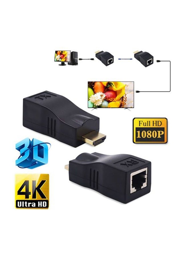 ماركة غير محددة - محول إيثرنت من موسع HDMI إلى RJ45 أسود - Image 1