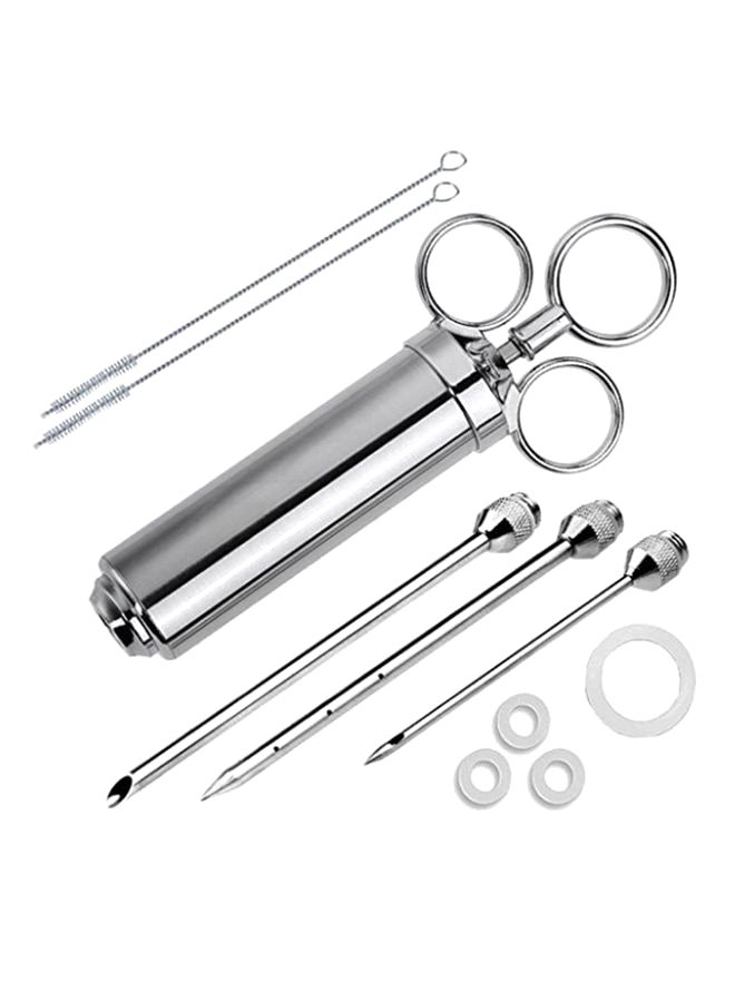 10-Piecemeat Injector Syringe With Needle Kit Silver 6.5inch - Image 1