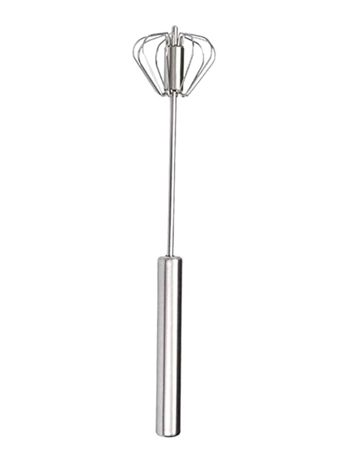 Generic Semi-Automatic Rotating Kitchen Egg Beater Silver  - Image 1