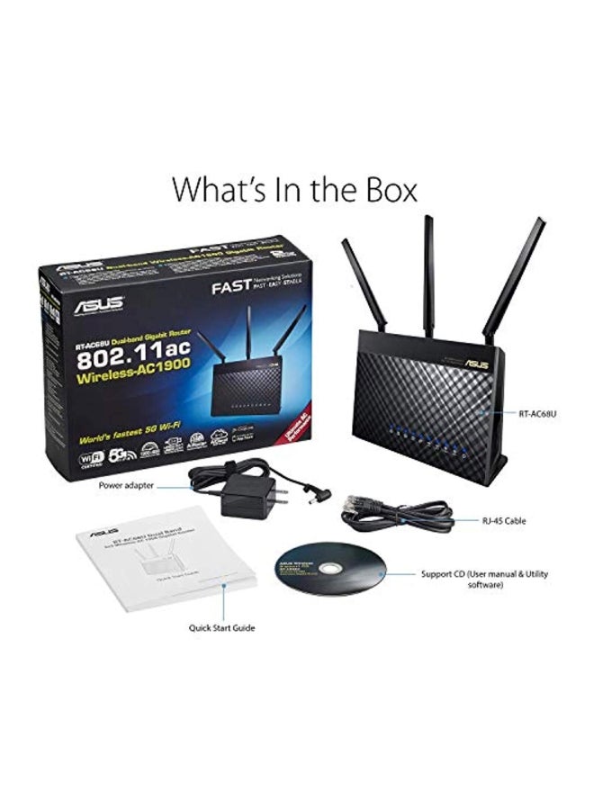 ASUS - RT-AC68U Wireless-AC1900 Dual-Band Gigabit Router Black - Image 1