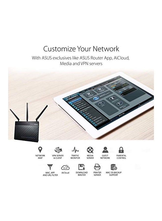 ASUS - RT-AC68U Wireless-AC1900 Dual-Band Gigabit Router Black - Image 1
