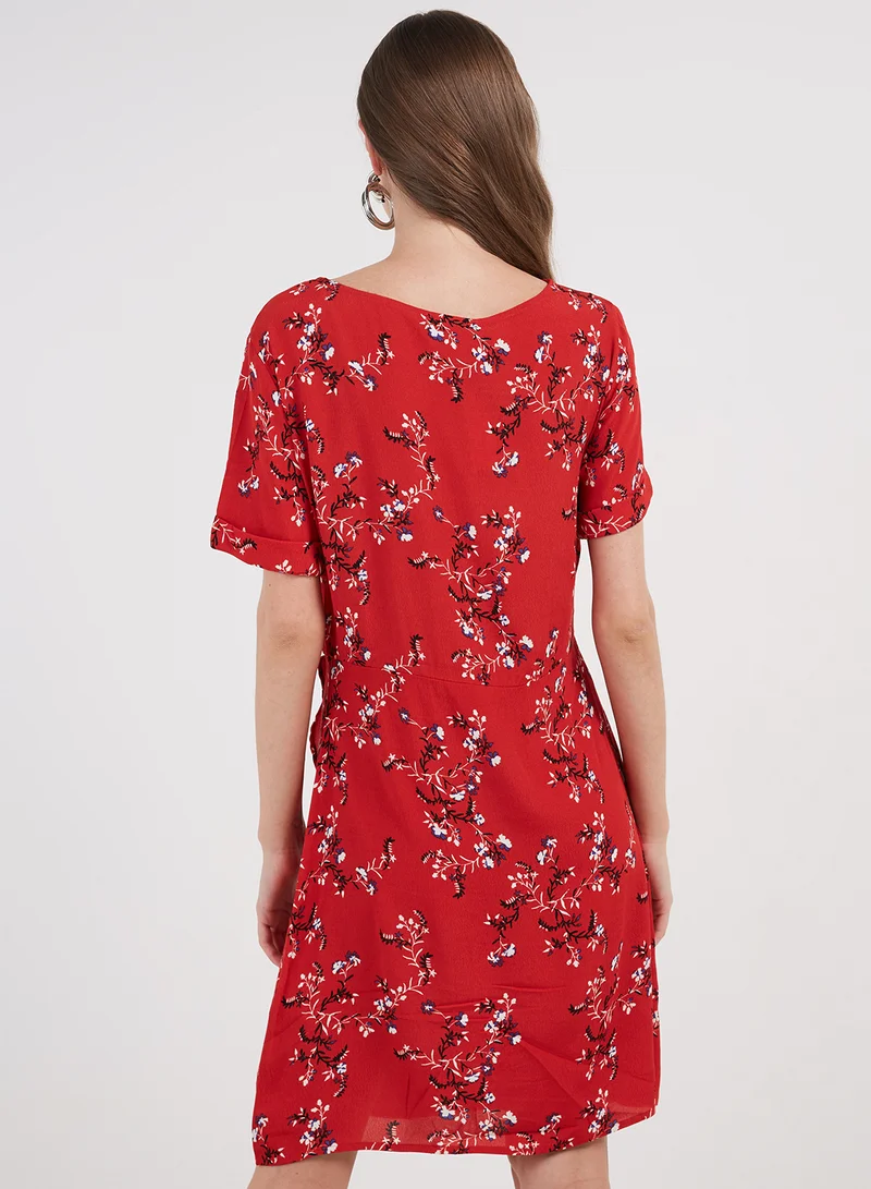 PIECES Floral Printed Short Dress