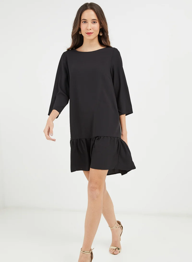 PIECES Ruffle Hem Dress Black