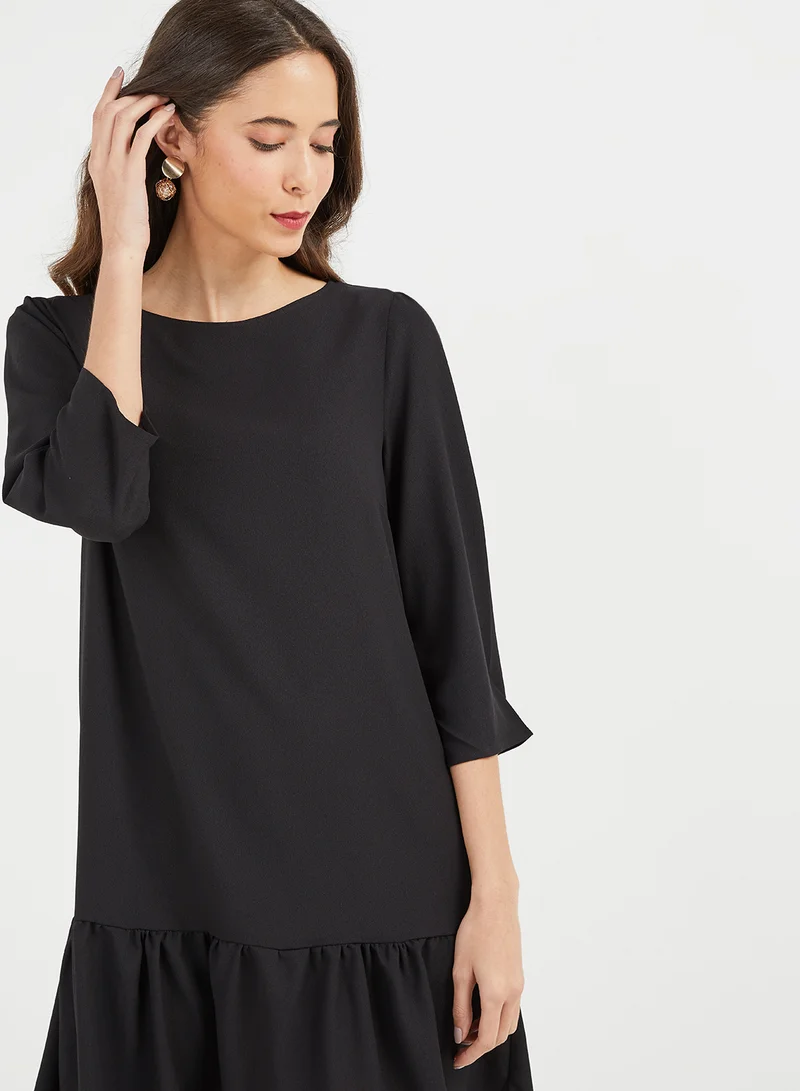 PIECES Ruffle Hem Dress Black